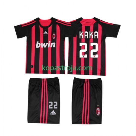 Billiga Fotbollströjor AC Milan KAKA 22 2008 2009 Retro Barn Hemma tröja Kortärmad